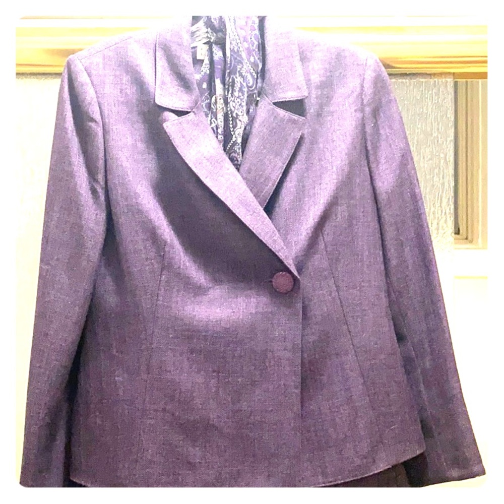 Plum Kasper Suit with scarf